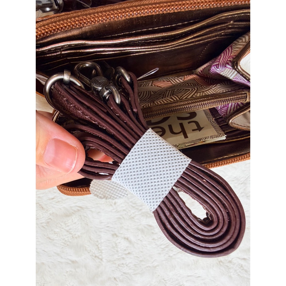 The Sak Iris Smartphone Crossbody Wallet Tobacco Dot Leather Hair-on-Hide NEW - Picture 8 of 13